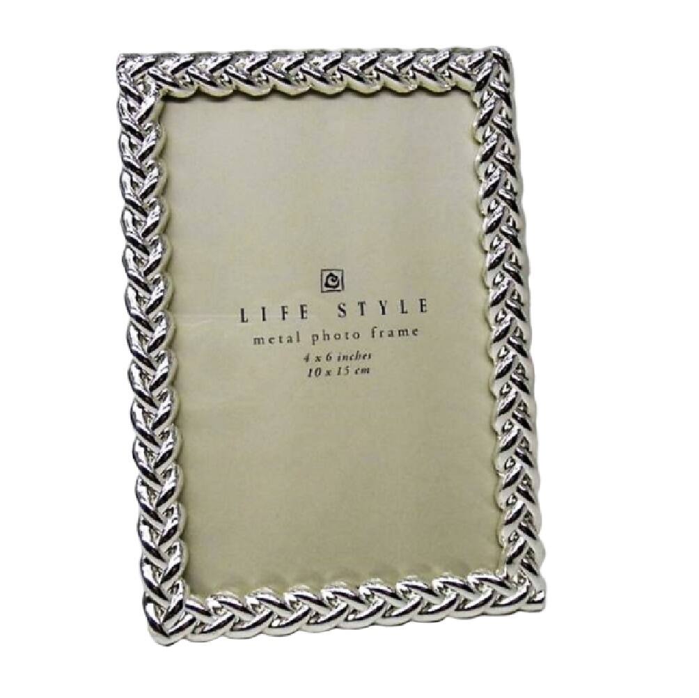 Jiallo - Frame 4x6 Silver Knotted Border - Silver, Multi Color