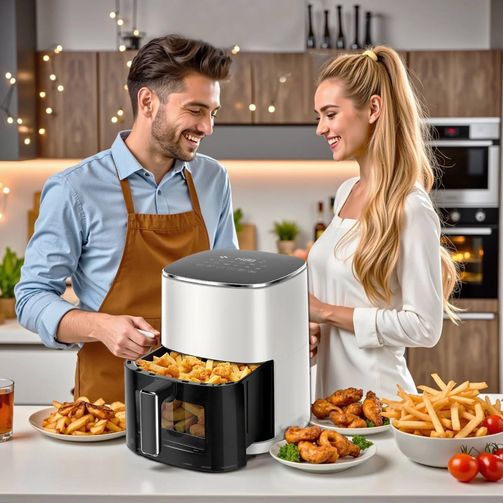 Left. Sweet - 6 QT Air Fryer with 12-in-1 Functions, Beige - Beige.