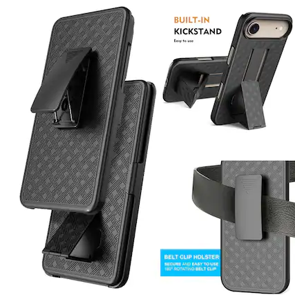 BUILT-IN KICKSTAND
Easy to use
BELT CLIP HOLSTER
SECURE AND EASY TO USE
180° ROTATING BELT CLIP