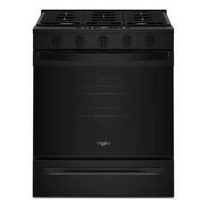 Front. Whirlpool - 30 in. Wide 5 burners 5.0 cu. ft. Slide-In Gas Range with Air Cooking Technology - Black.