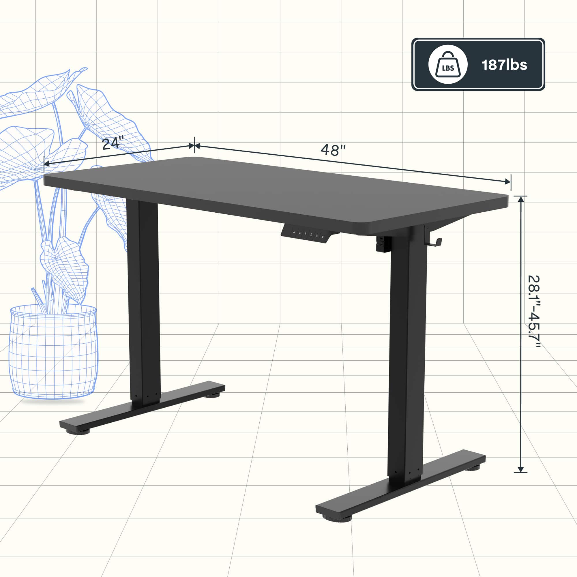 FlexiSpot E2 48''W Electric Adjustable Standing Desk Chipboard