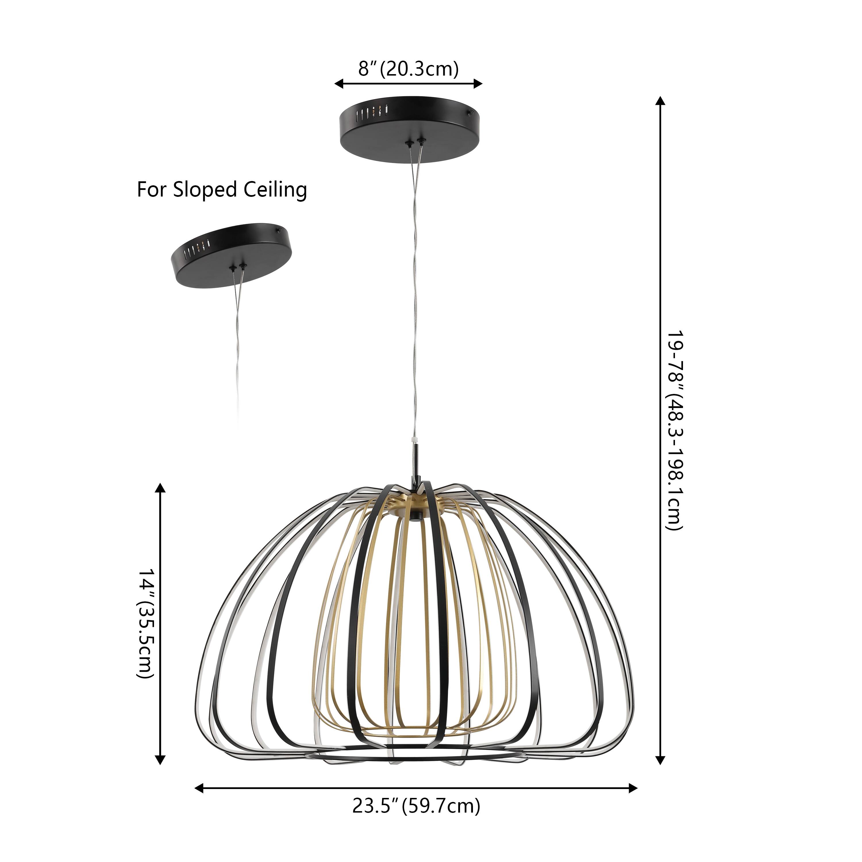 8" (20.3cm) For Sloped Ceiling  
14" (35.5cm)  
19-78" (48.3-198.1cm)  
23.5" (59.7cm)