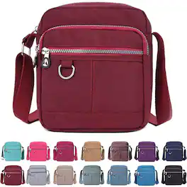 Live At Space - Crossbody Bag Purse For Women Nylon Waterproof Shoulder Handbags Casual Travel Messenger Lightweight Pocketbooks - Wine