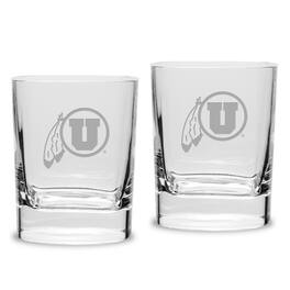 Jardine - Utah Utes 2-Piece 11.75oz. Square Double Old-Fashioned Glass Set - Multicolor