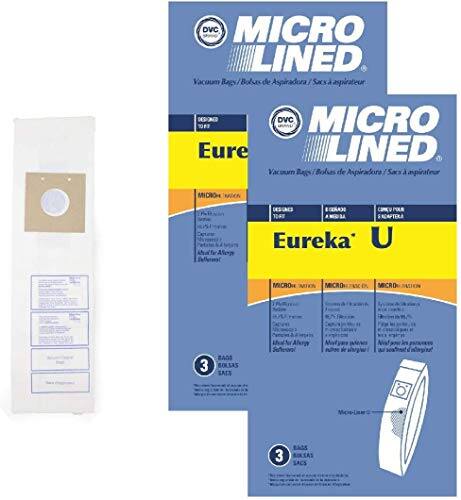 DVC MICRO LINED Vacuum Bag / Bolse de Aspiradora / Sack d'aspirateur  
Eureka U  
3 Bags / 3 Bolse / 3 Sacs  
MICRO-LINED  
MICRO-LINED  
MICRO-LINED  
3 BAGS / 3 BOLSE / 3 SACS