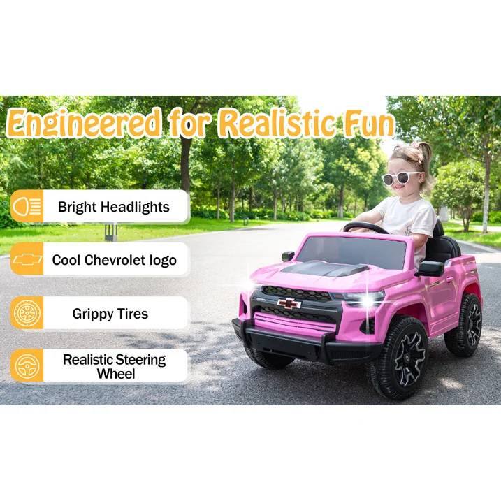 Engineered for Realistic Fun

- Bright Headlights
- Cool Chevrolet logo
- Grippy Tires
- Realistic Steering Wheel
