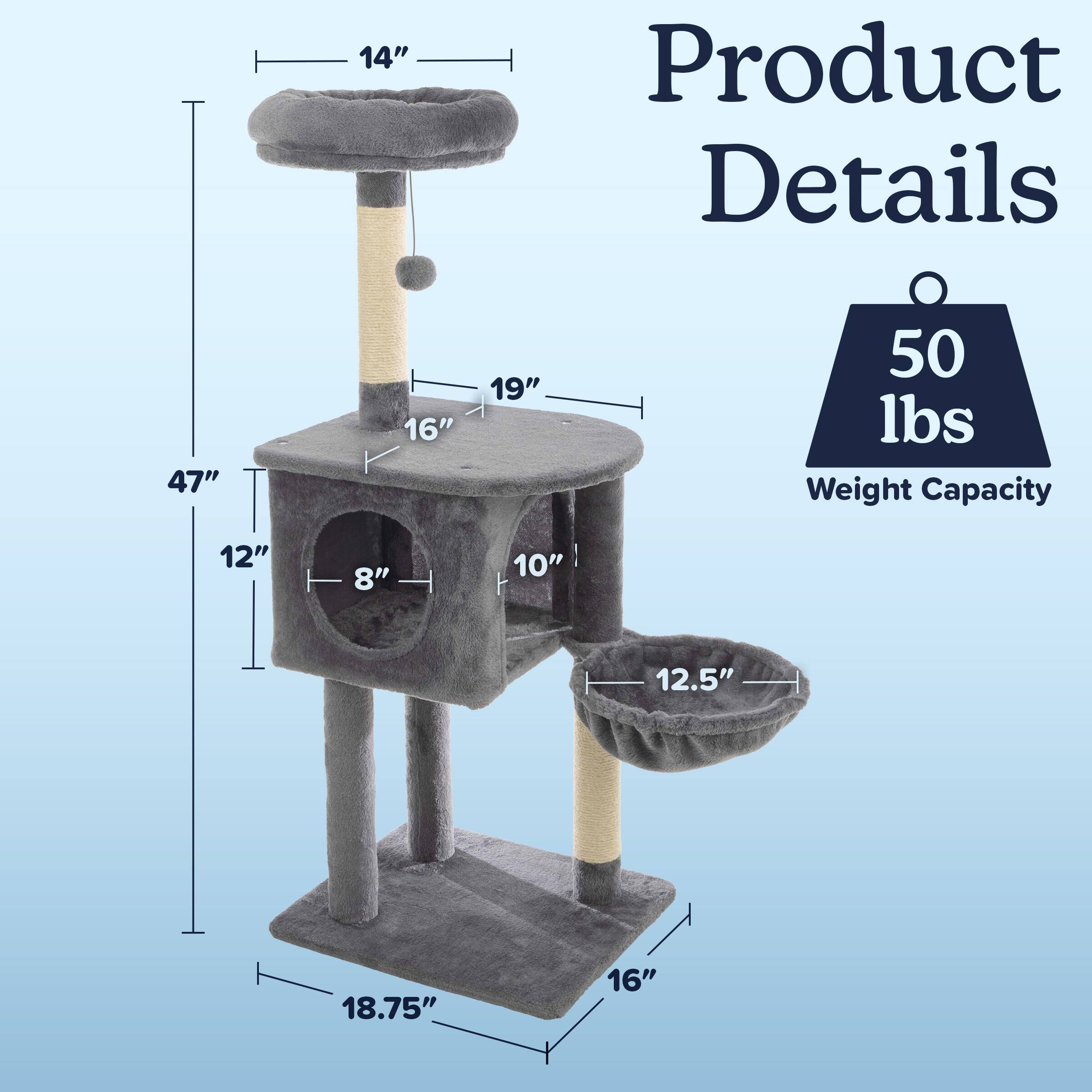 Product Details

- 47" (Height)
- 14" (Top Platform Diameter)
- 19" (Middle Platform Diameter)
- 16" (Middle Platform Height)
- 12" (Cage Height)
- 8" (Cage Width)
- 10" (Cage Depth)
- 12.5" (Bottom Platform Diameter)
- 18.75" (Base Length)
- 16" (Base Width)

Weight Capacity: 50 lbs