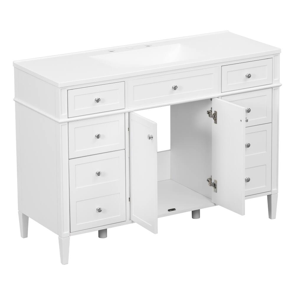 Alt View 9. Loheer - Loheer 48 inch bathroom vanity with sink White freestanding vanity cabinet - White.