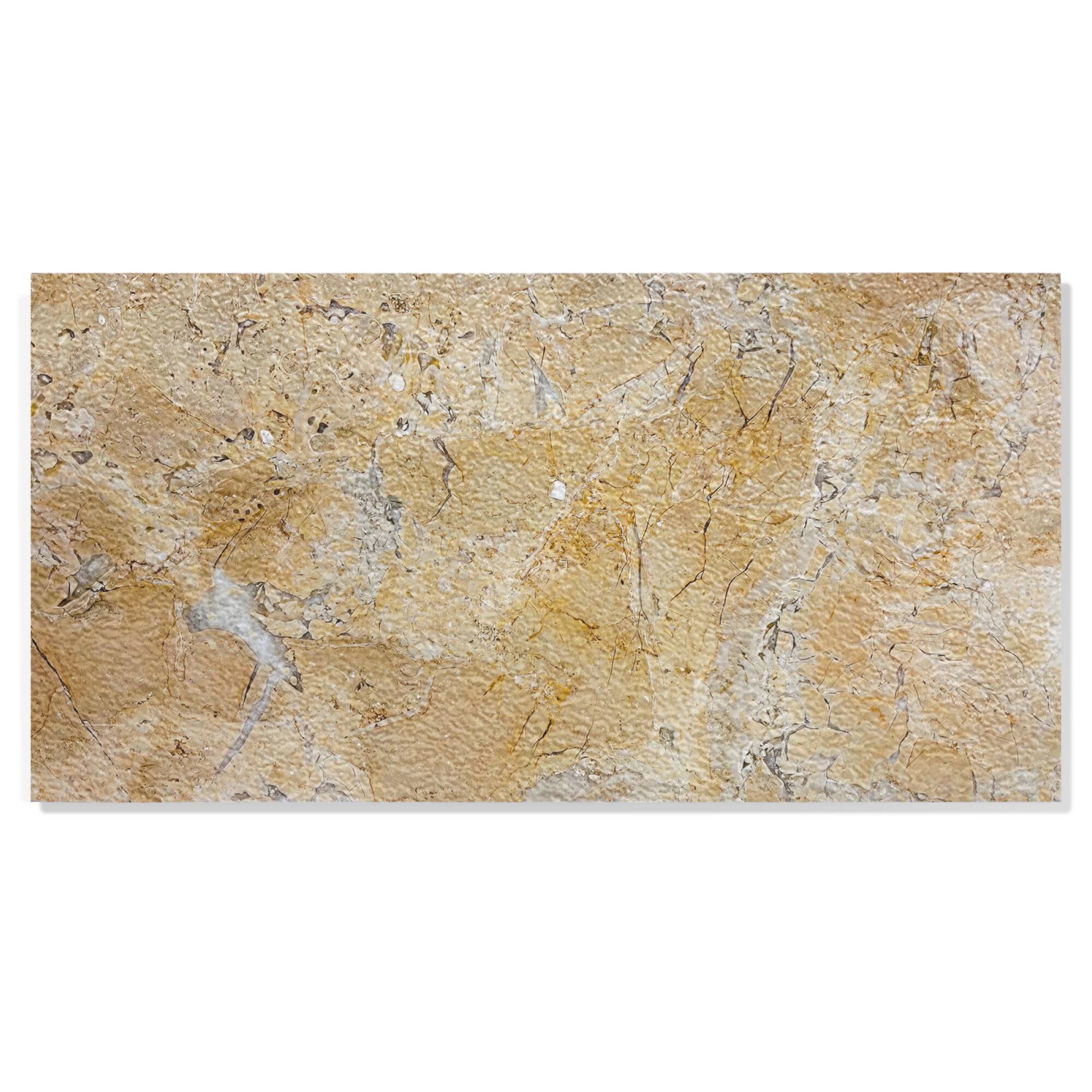 Front. GOODSILO - Premium Gold Yellow Beige Leather Finished Marble Tiles for Floor and Wall Natural Stone Elegant Decor - Beige+Gold.