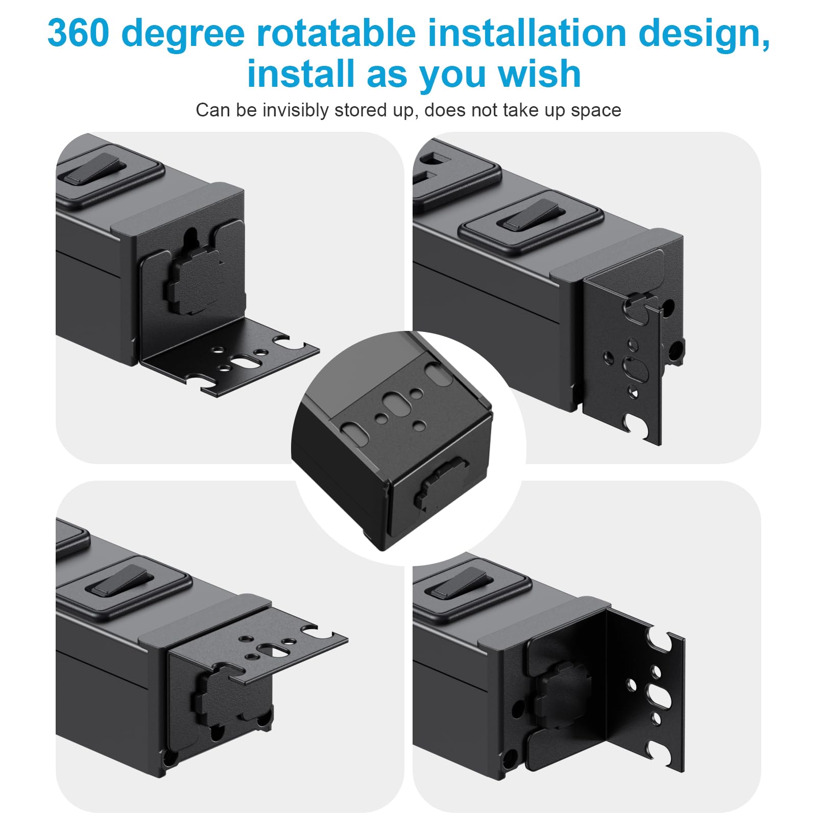 360 degree rotatable installation design, install as you wish  
Can be invisibly stored up, does not take up space