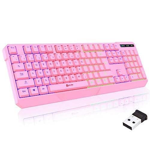 Earthley Blooms - Blaze & Chroma Wireless Bundle - Gaming And Mouse Combo Responsive Durable Backlit Rgb Long-lasting Built-in - Pink - US