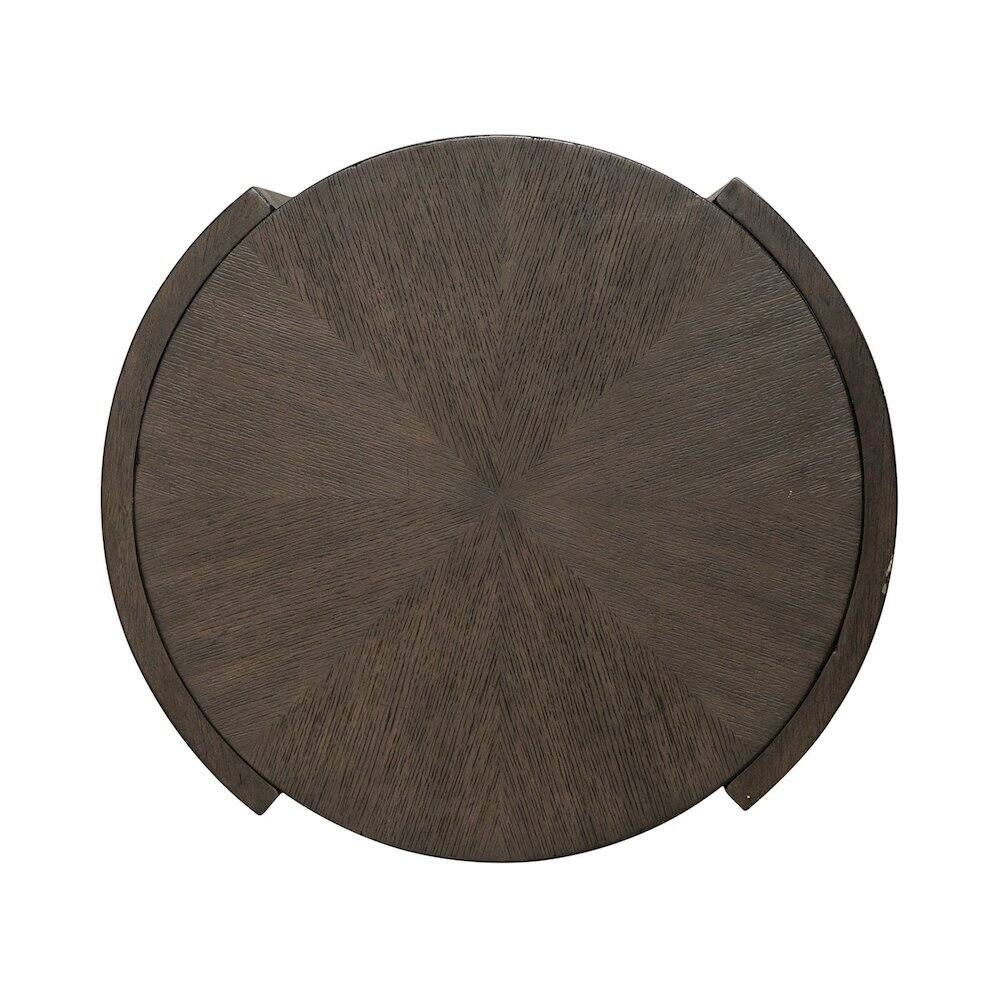 Angle. Liberty Furniture Industries - City View Round End Table for Living Room- Coffee Bean Oak Wood - Coffee Bean.