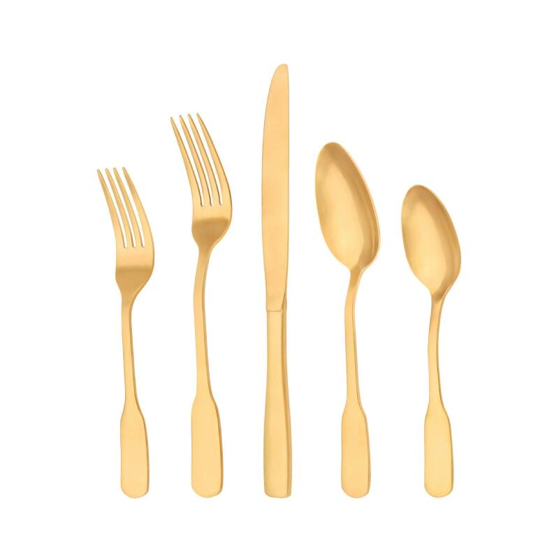 Front. Furno Fusion - Matte Gold Flatware Eating Utensils - Matte Gold.