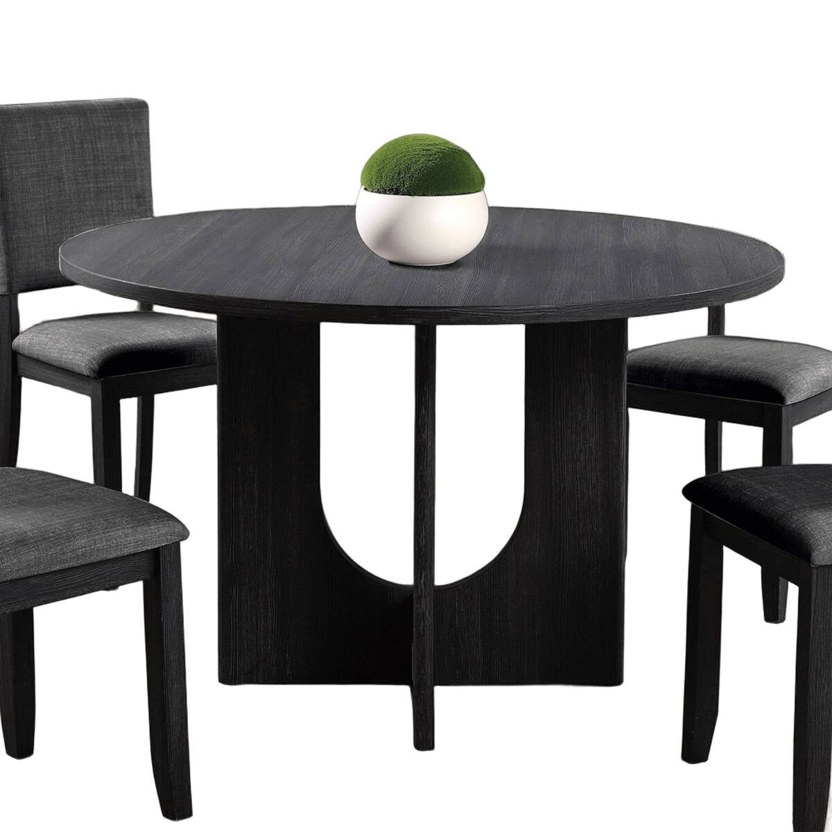 Alt View 1. Loheer - Loheer Round Dining Table, Dark Gray U-Shaped Pedestal Base, 47-Inch Tabletop - Dark Gray.