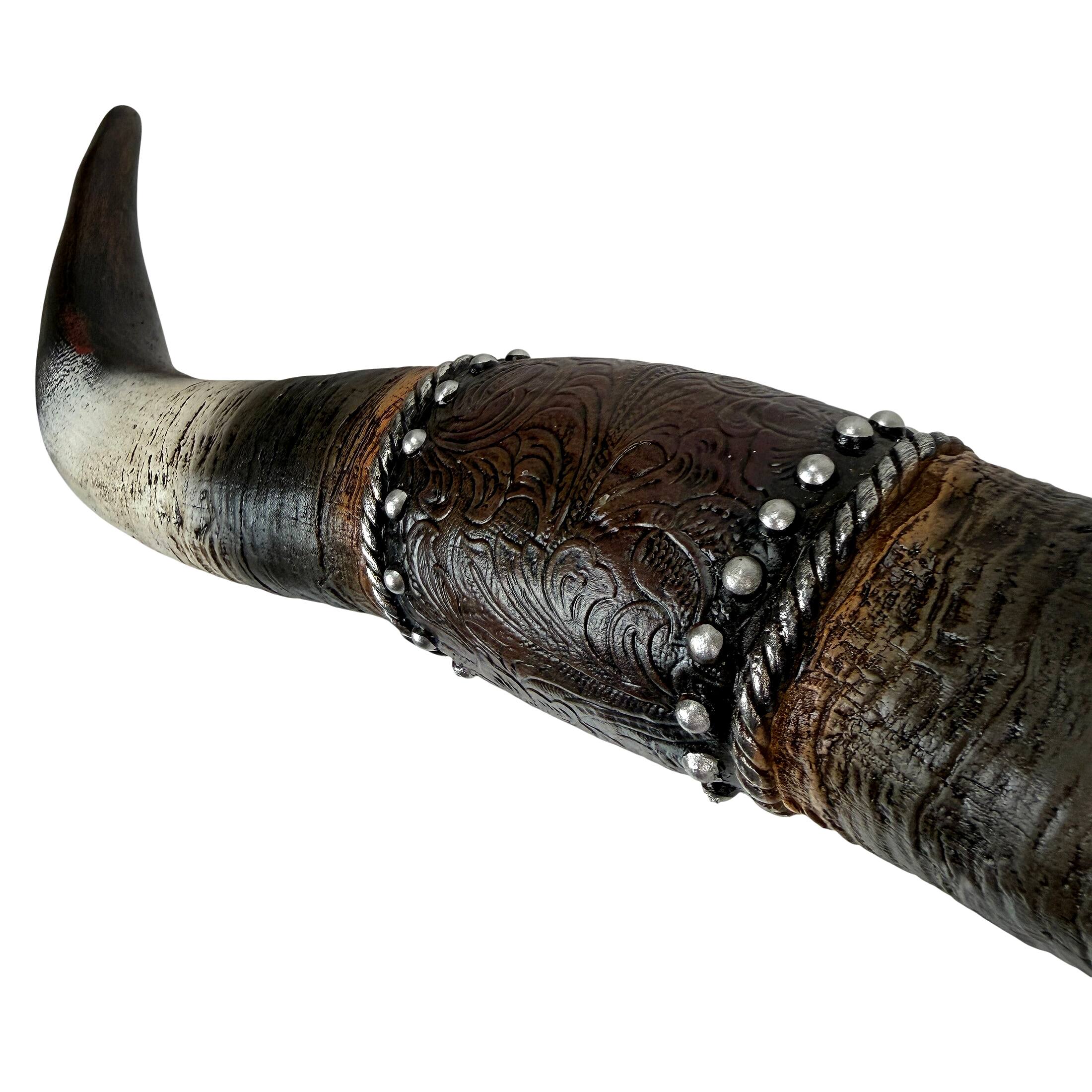 Alt View 1. Things2Die4 - Longhorn Wall Sculpture Western Rustic Distressed Resin 22.25 in Decor - Brown.