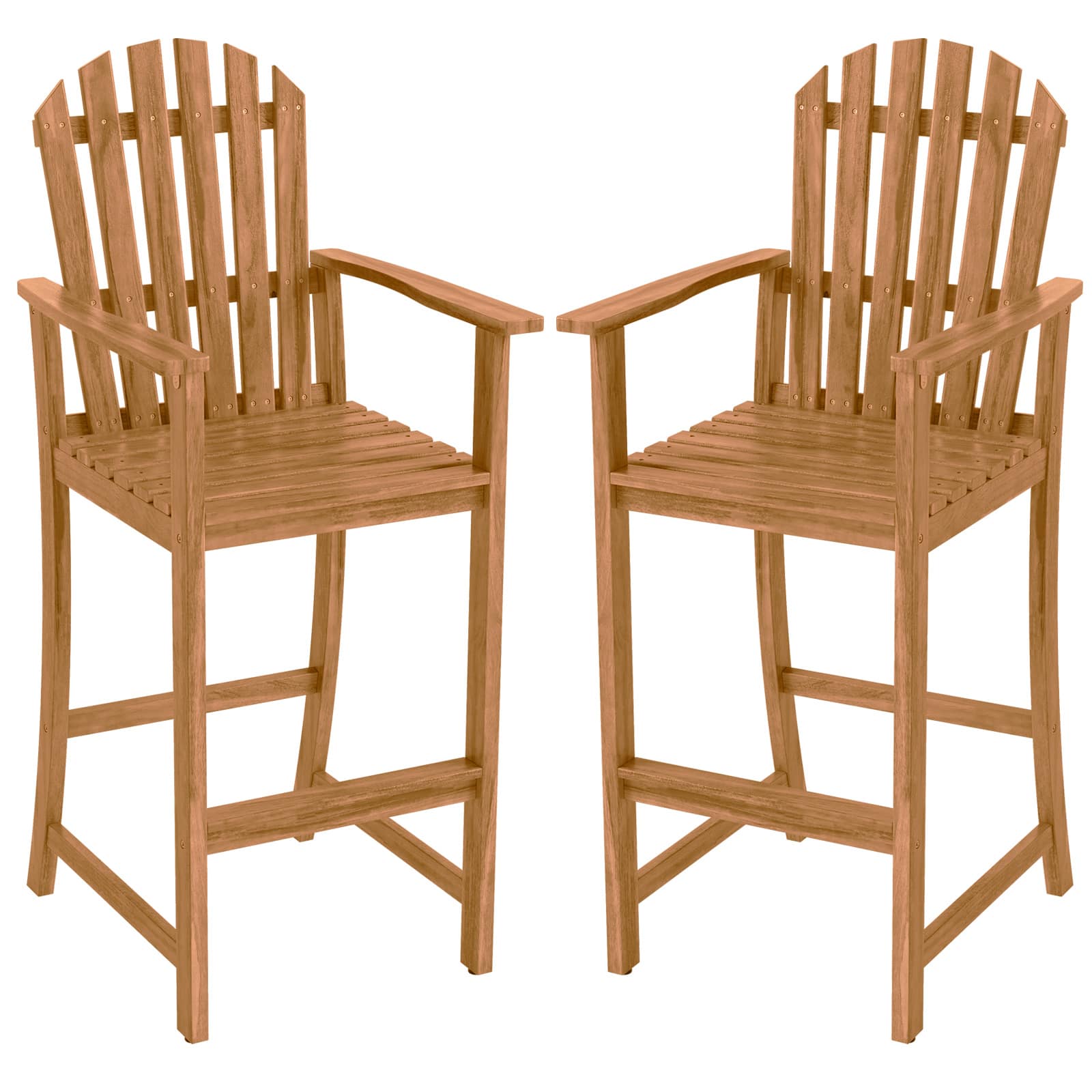 Gymax - 2PCS Tall Adirondack Chair w/Back Armrests & Footrest for Balcony Porch Deck Natural - Yellow