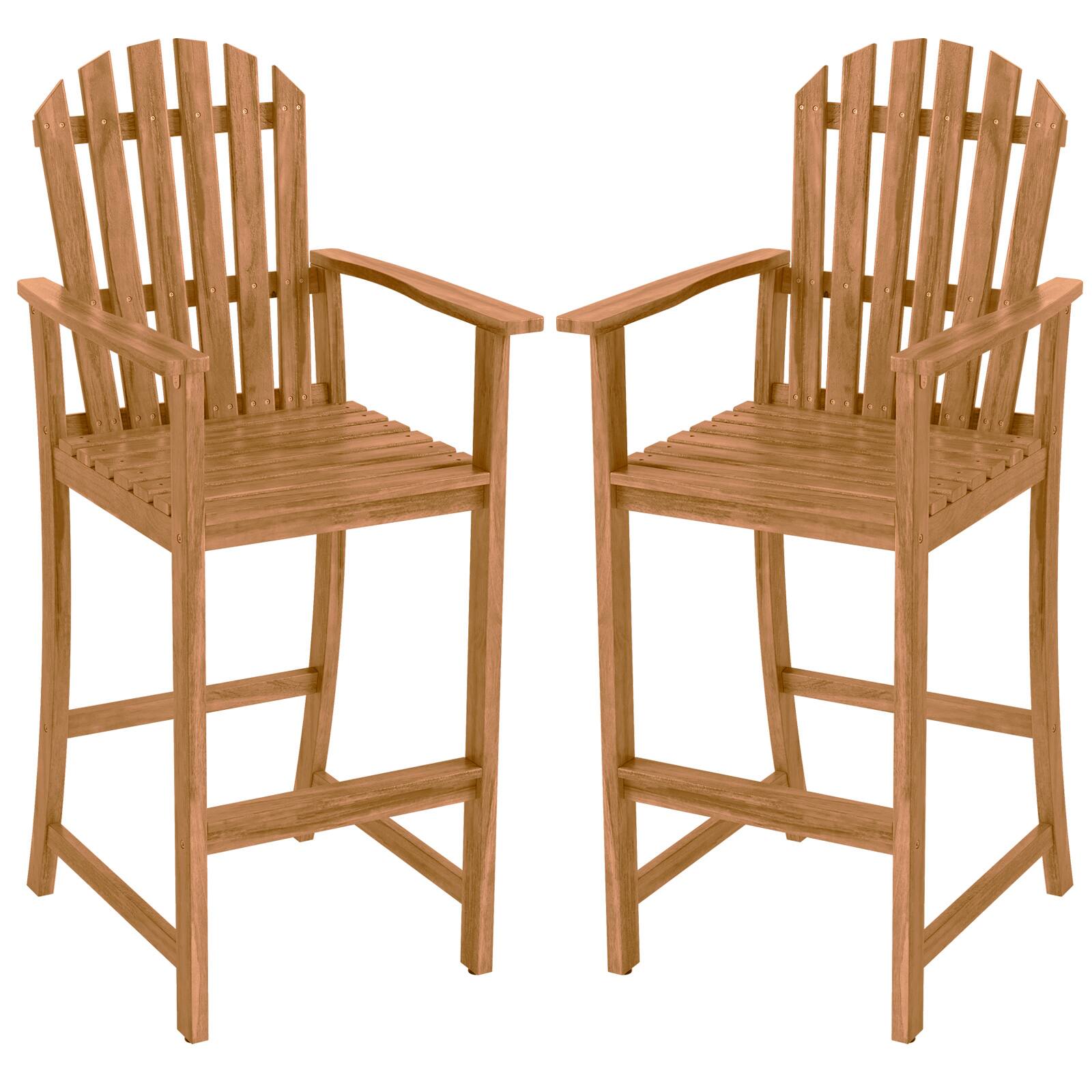 Gymax - 2PCS Tall Adirondack Chair w/Back Armrests & Footrest for Balcony Porch Deck Natural - Yellow