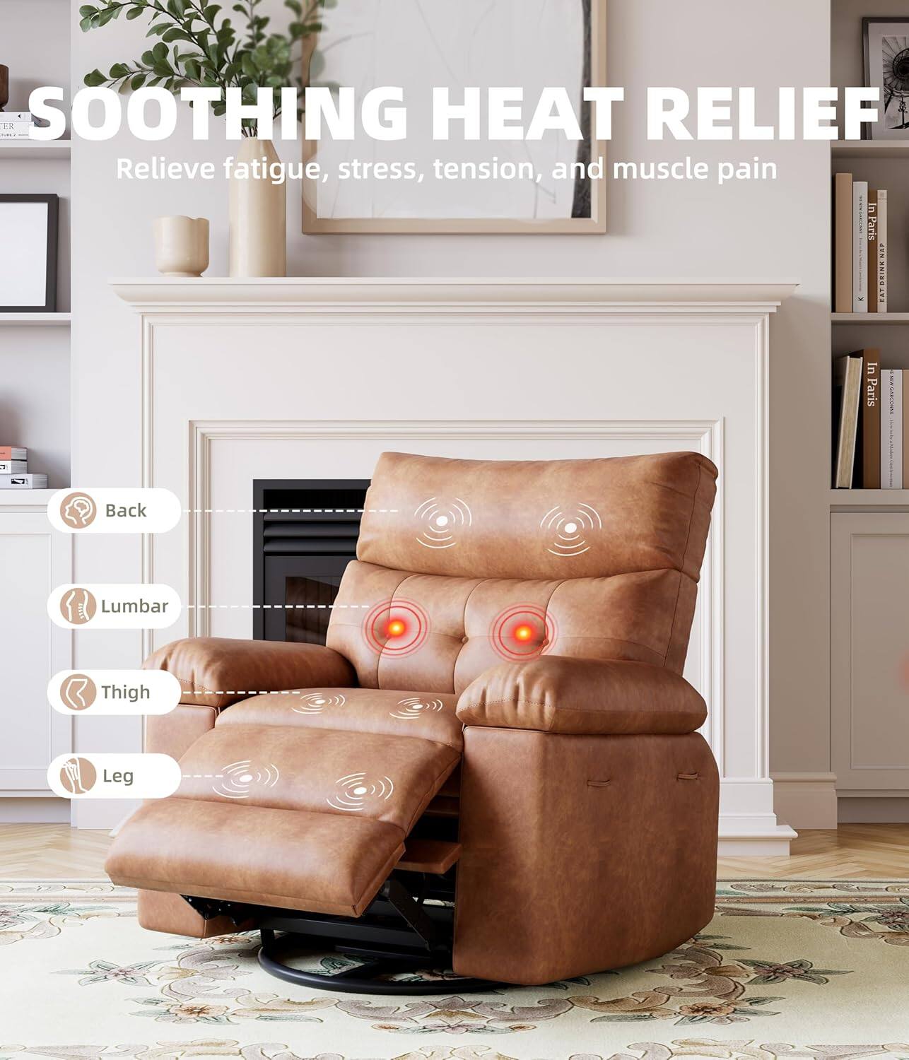 SOOTHING HEAT RELIEF  
Relieve fatigue, stress, tension, and muscle pain  

- Back  
- Lumbar  
- Thigh  
- Leg