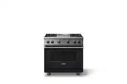 Viking - 5.1 Cu. Ft. 36"W Freestanding Gas Sealed 4 Burner Range with Griddle - Onyx - Front_Zoom
