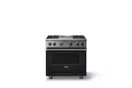 Viking - 5.1 Cu. Ft. 36"W Freestanding LP Gas Sealed 4 Burner Range with Griddle - Onyx