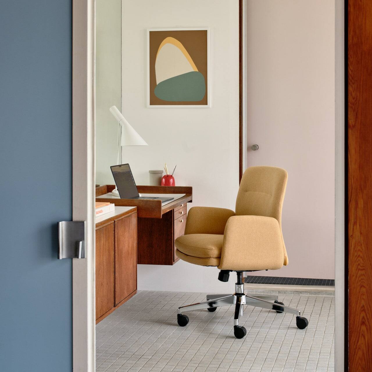 Back. Branch Furniture - Branch Softside Mid-Century Modern Mid Back Office Chair – Removable Arms, Adjustable Height, Cloud-Like Comfort - Sunflower.