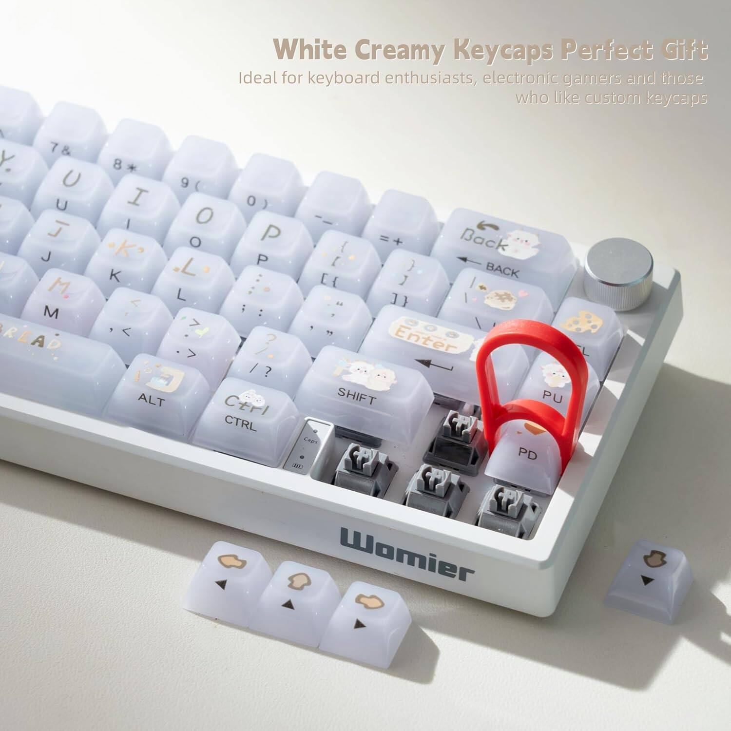 White Creamy Keycaps Perfect Gift  
Ideal for keyboard enthusiasts, electronic gamers and those who like custom keycaps