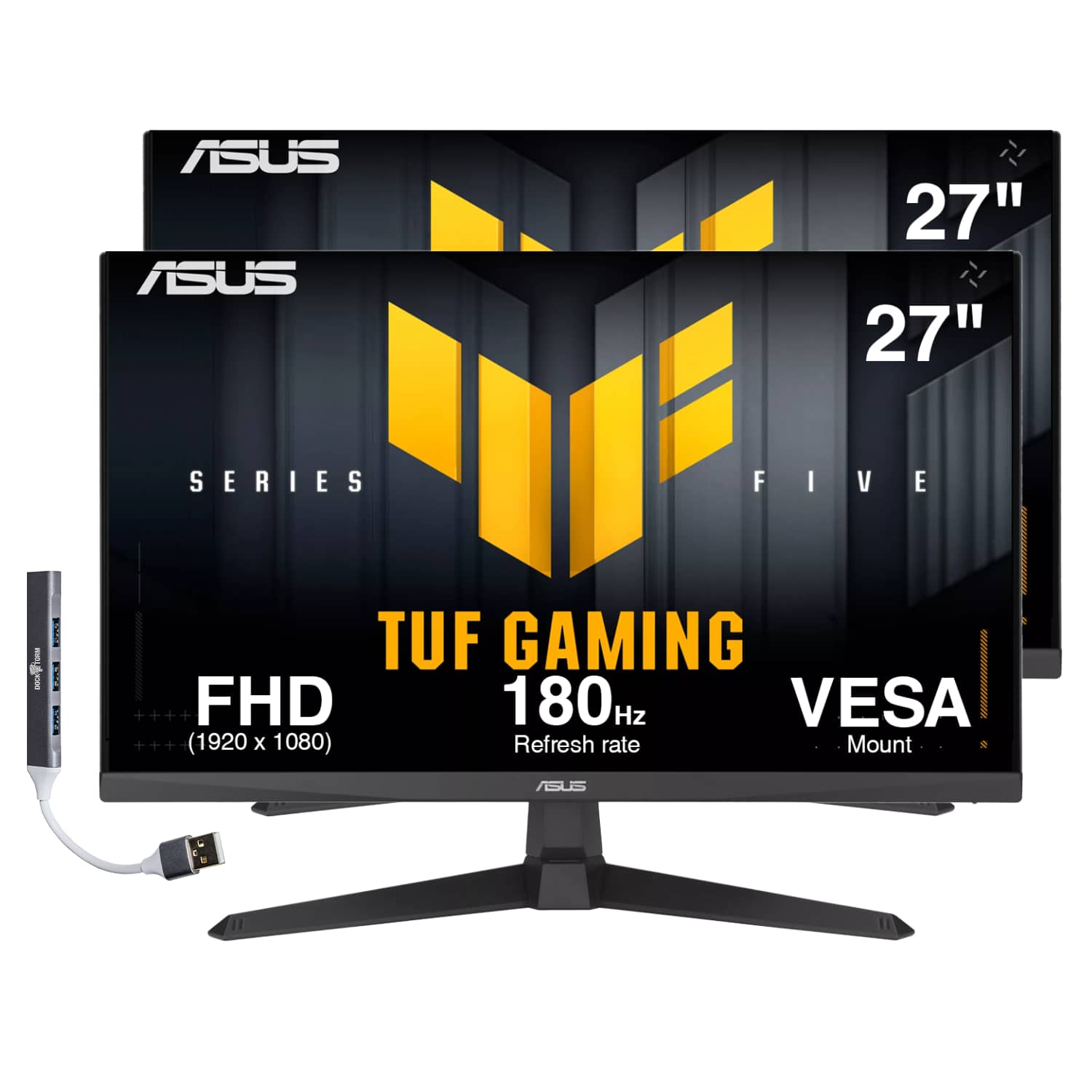 ASUS - TUF Gaming 27" FHD IPS Monitor, 1ms Response Time, Anti-Glare, Flicker Free, VESA Mount,HDMI & DKZ Hub, 2Pack - Black
