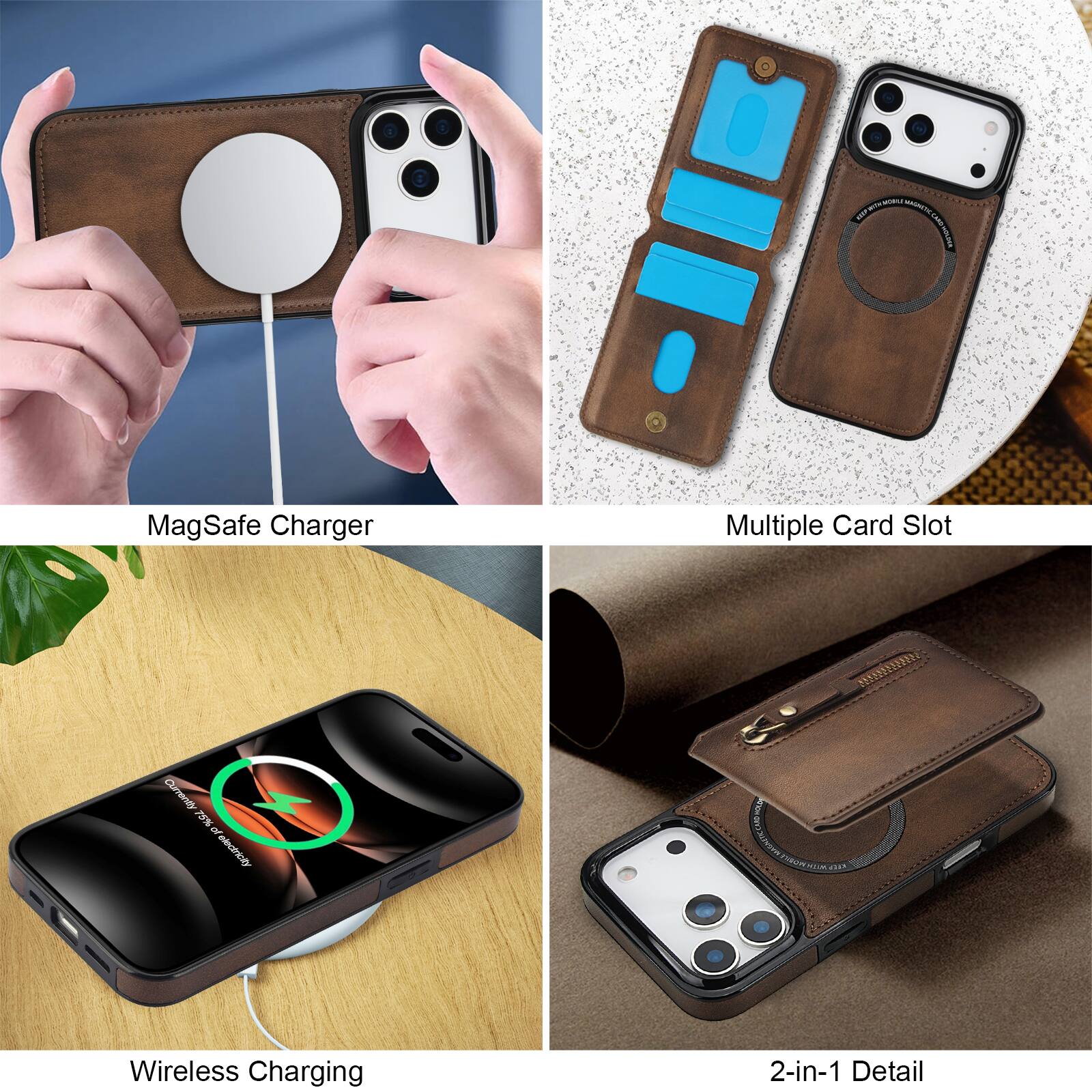 - MagSafe Charger
- Multiple Card Slot
- Wireless Charging
- 2-in-1 Detail