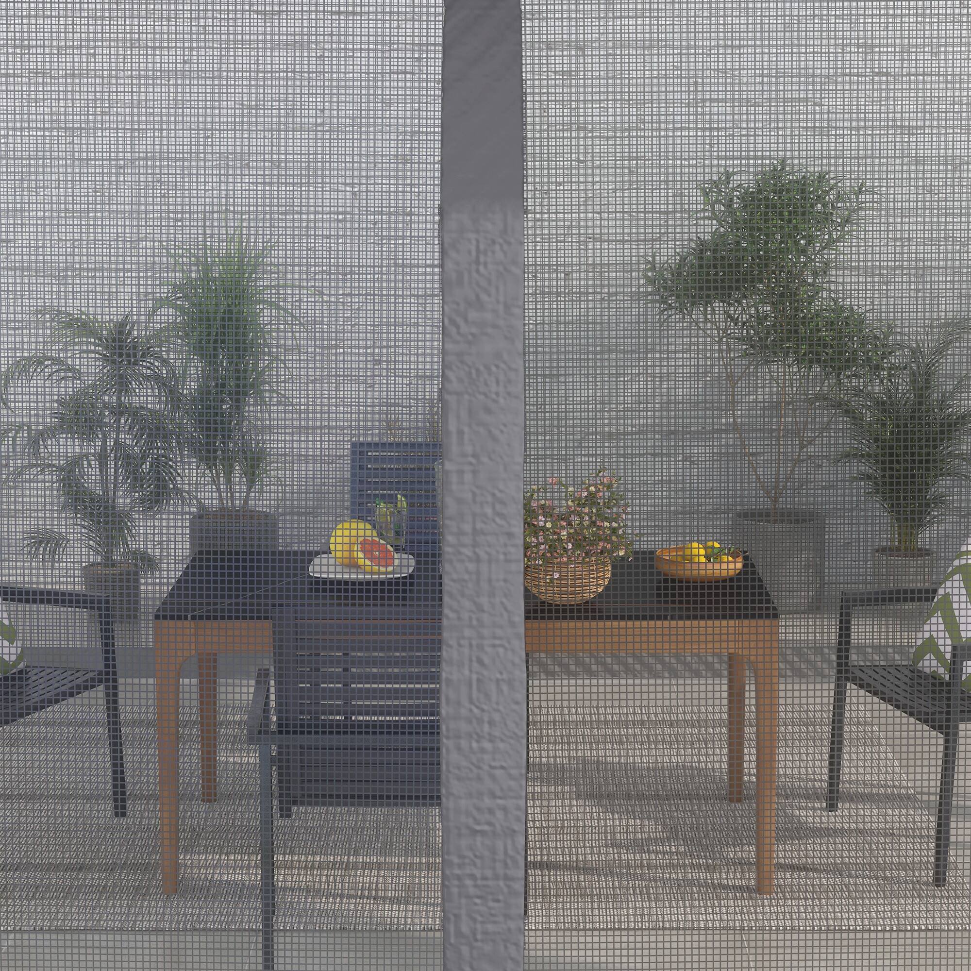 Alt View 8. Outsunny - Patio Gazebo, Outdoor Gazebo Canopy Shelter with Netting, Vented Roof, Steel Frame for Garden, Lawn - Dark Gray.