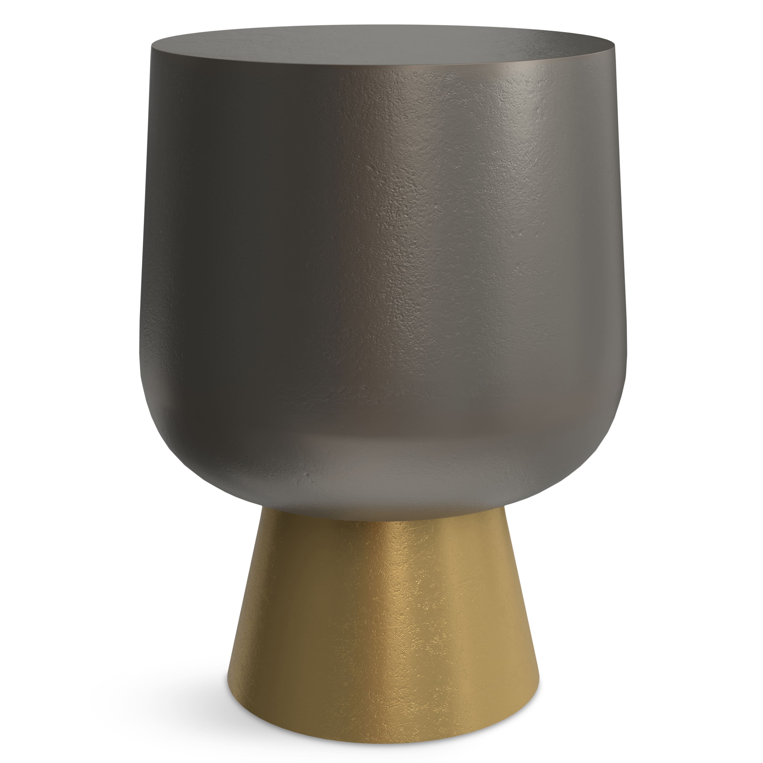 Simpli Home - Anthony Contemporary 14 inch Wide Cast Aluminum Side Table, Fully Assembled - Antique Bronze/Antique Brass