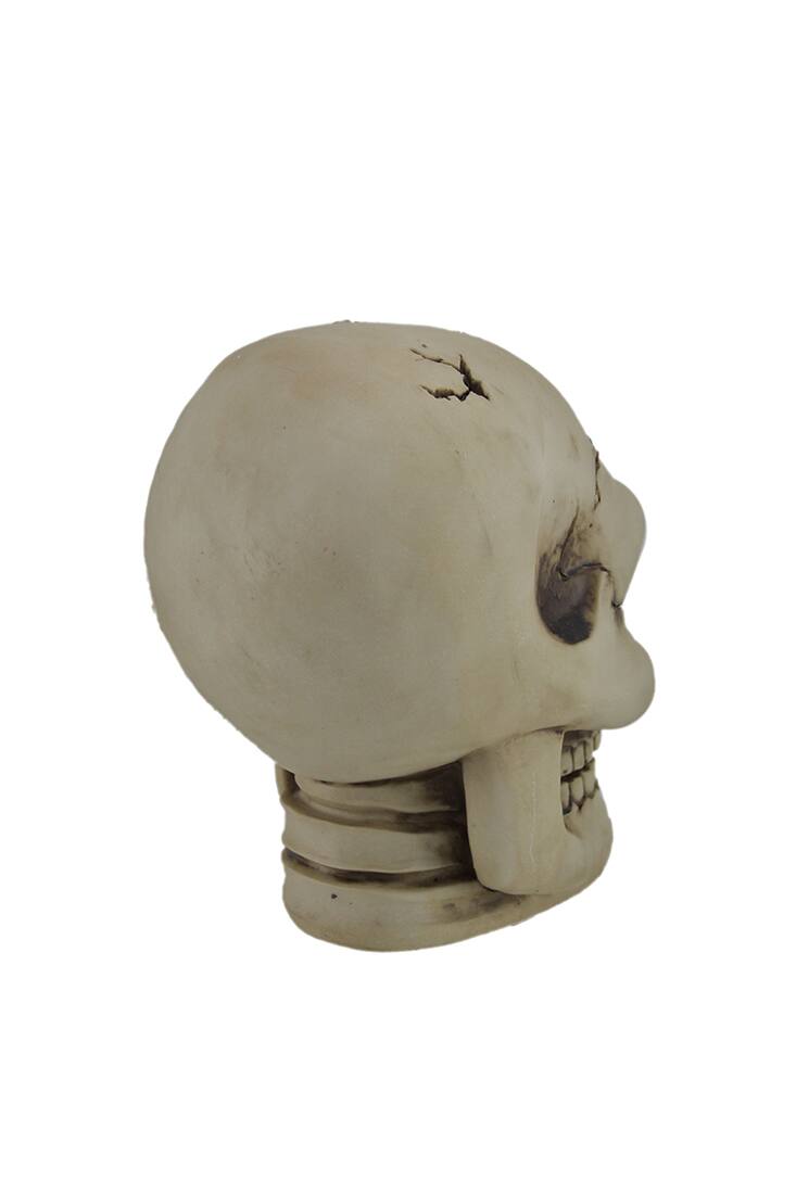 Alt View 2. Zeckos - Color Changing LED Lighted Cracked Skull w/Web Statue - Tan.