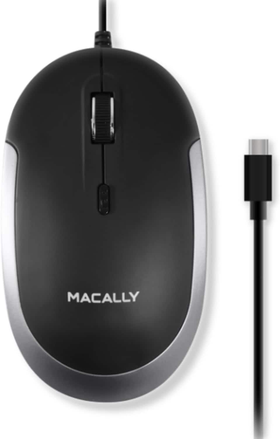 Front. Macally - Macally USB Type C Mouse - Slim & Compact Design - USB C Mouse for MacBook Pro iMac PC etc. - Black with Silver Trim - Black with Silver Trim.