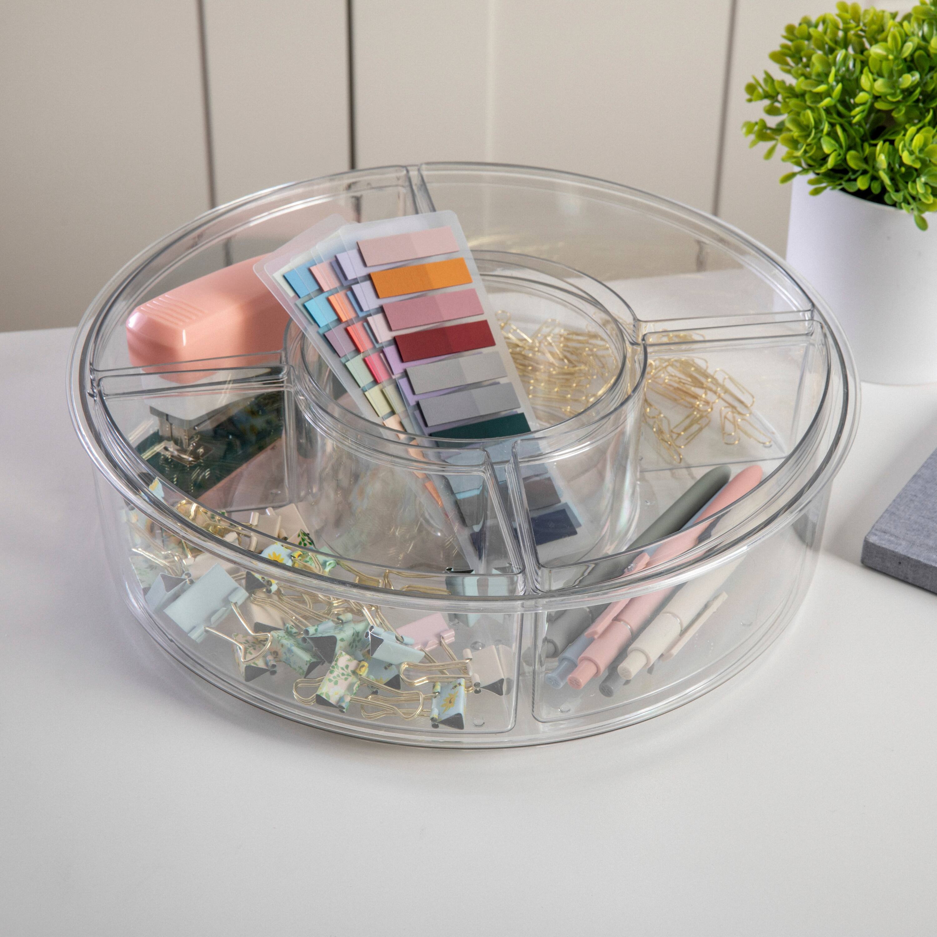 Alt View 11. Martha Stewart - Brody 12" Lazy Susan Plastic Desktop Turntable with 5 Removable Storage Bins - Clear - Clear.