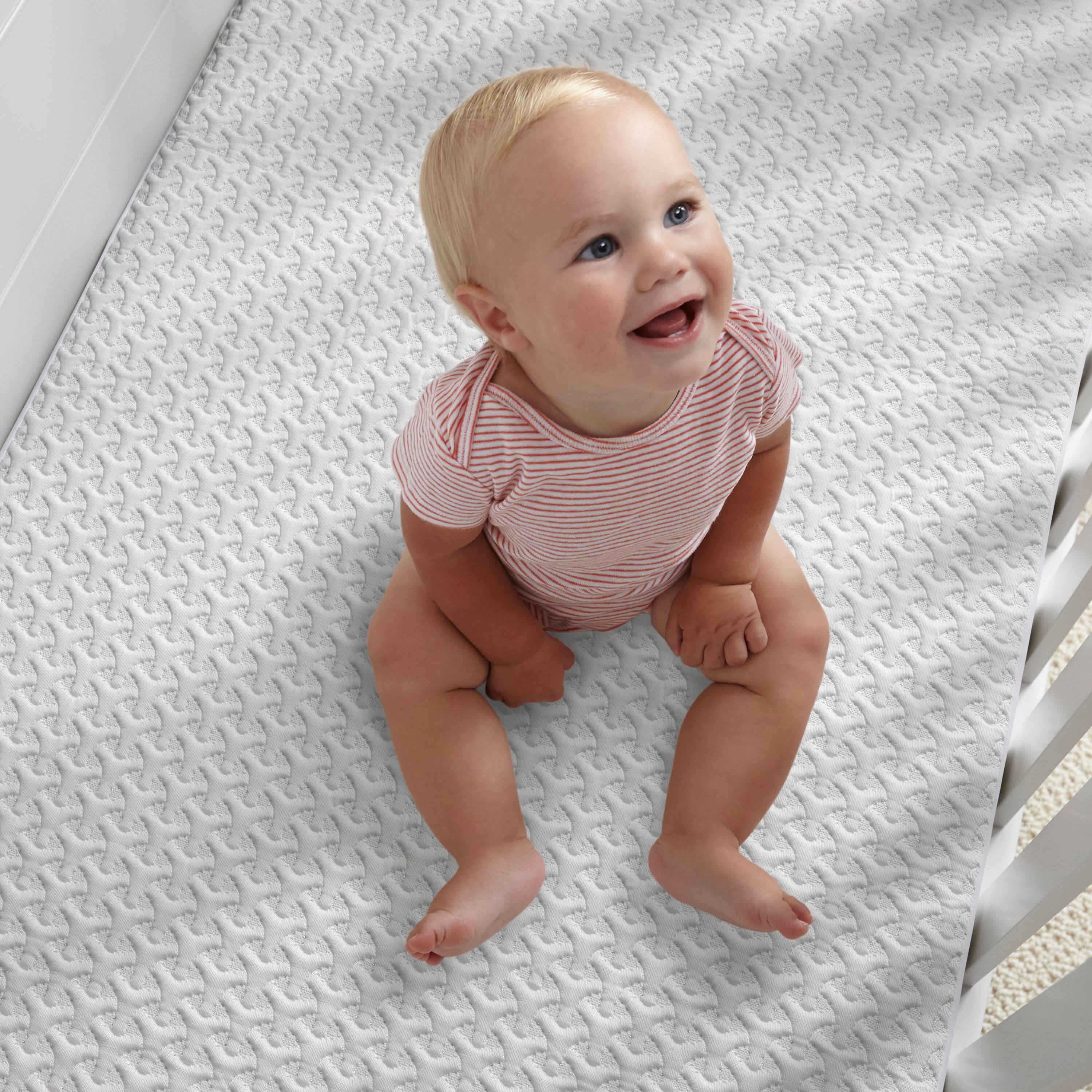Angle. Bedgear - Ver-Tex Crib Mattress Protector - White/silver, Crib/toddler - White/Silver.
