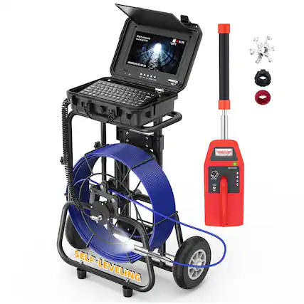 Front. Aukfa - Sewer Camera with Locator - 10" HD Endoscope, Self-Leveling, IP68, 250Ft 7MM Cable, DVR.