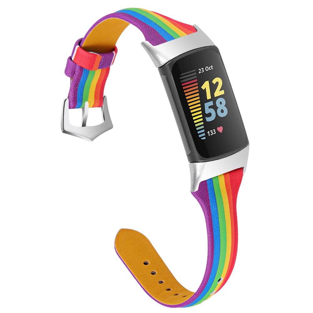 StrapsCo - Slim Everyday Genuine Leather Watch Band Strap For Fitbit Charge 6 - Rainbow price history on PriceWatchPro