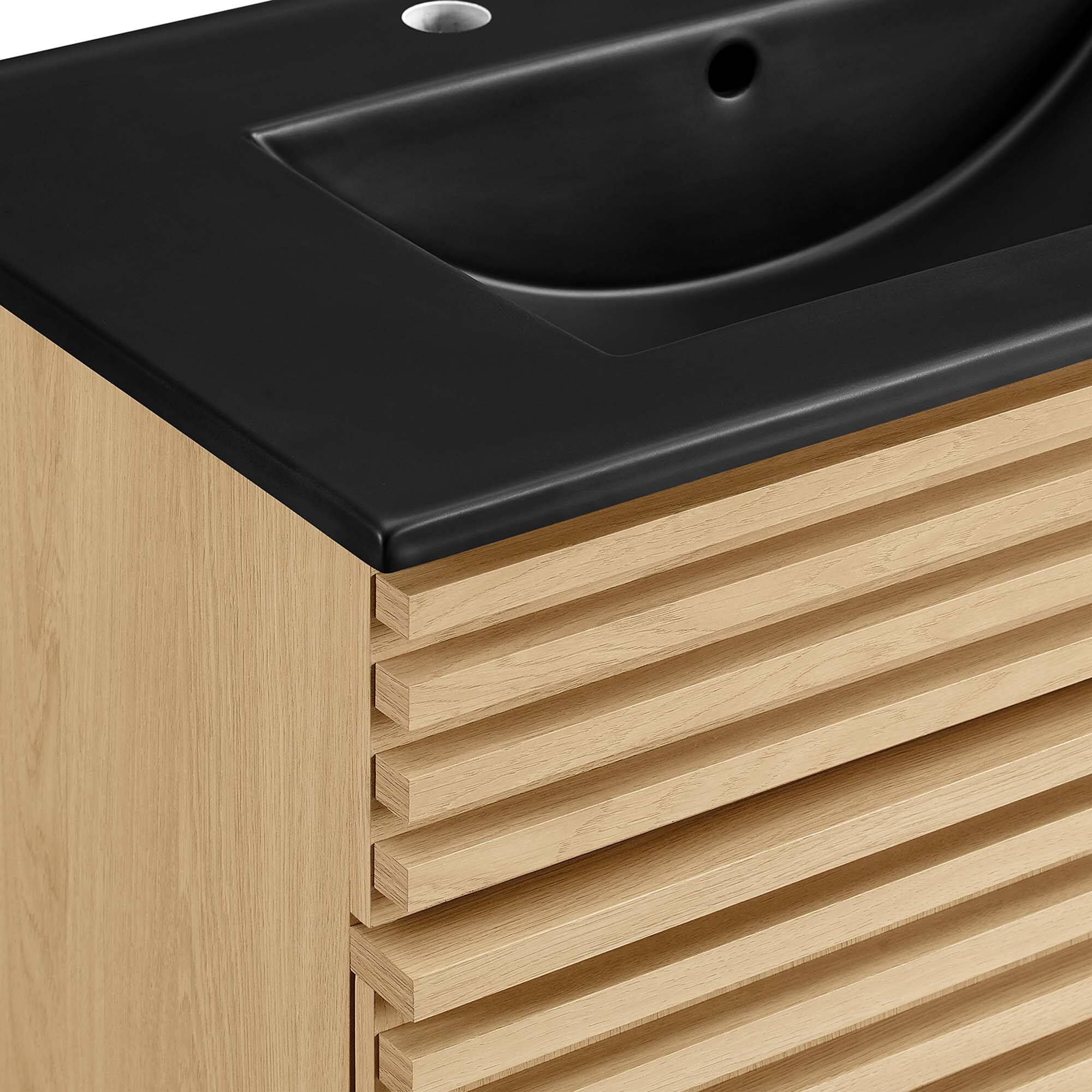 Alt View 5. Modway - Render Bathroom Vanity with Black Basin Included - Oak Black.