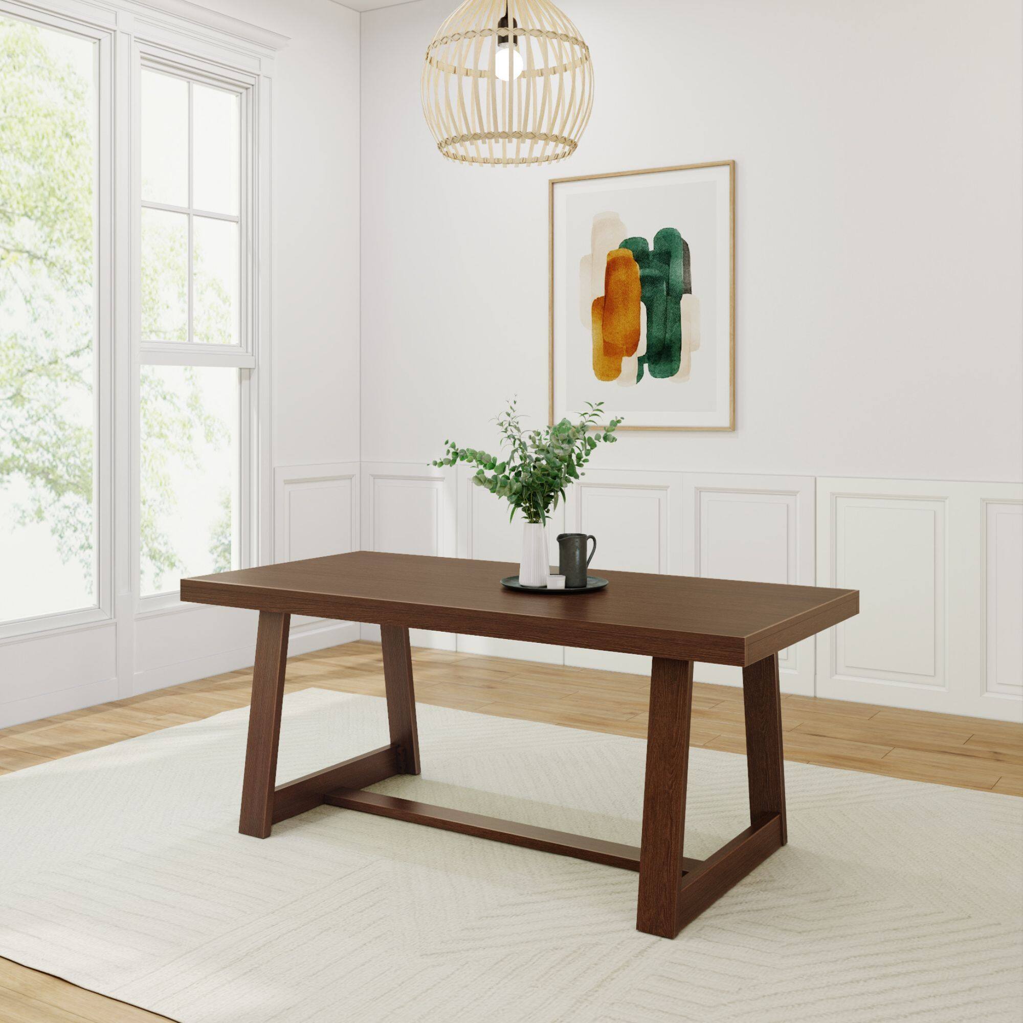 Alt View 6. Plank+Beam - Classic Rectangular Dining Room Table (72in / 1830mm), Walnut Wirebrush - Walnut Wirebrush.