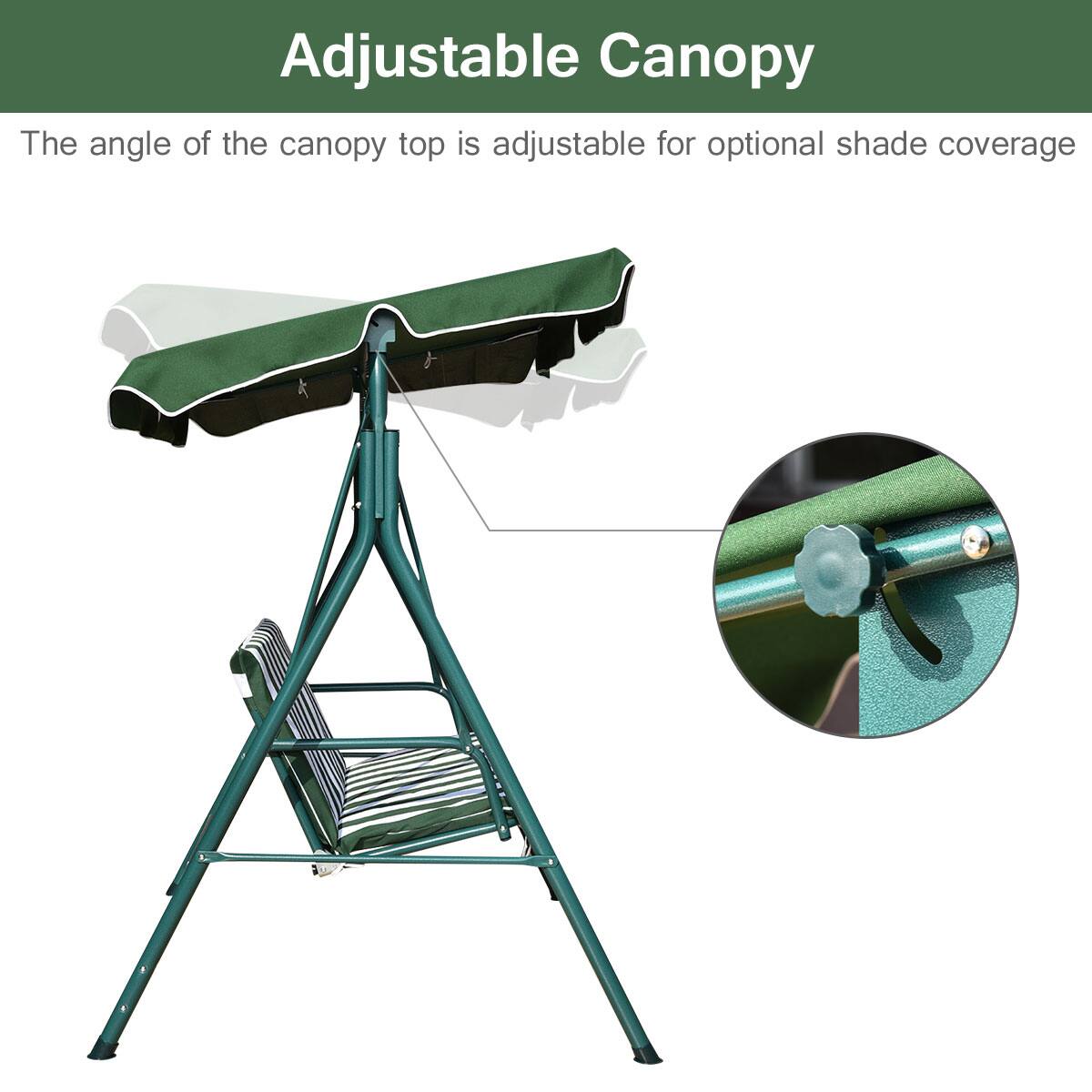Adjustable Canopy

The angle of the canopy top is adjustable for optional shade coverage.