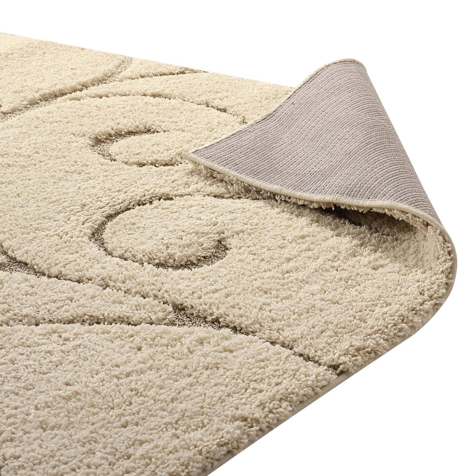 Alt View 3. Modway - Jubilant Abound Abstract Swirl Shag Area Rug - Creame and Beige.