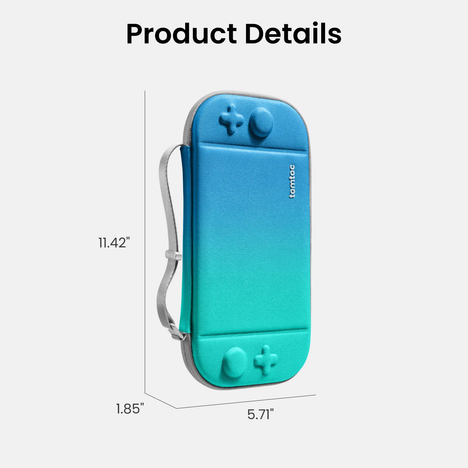 Product Details tomtoc 11.42" 5.71" 1.85"