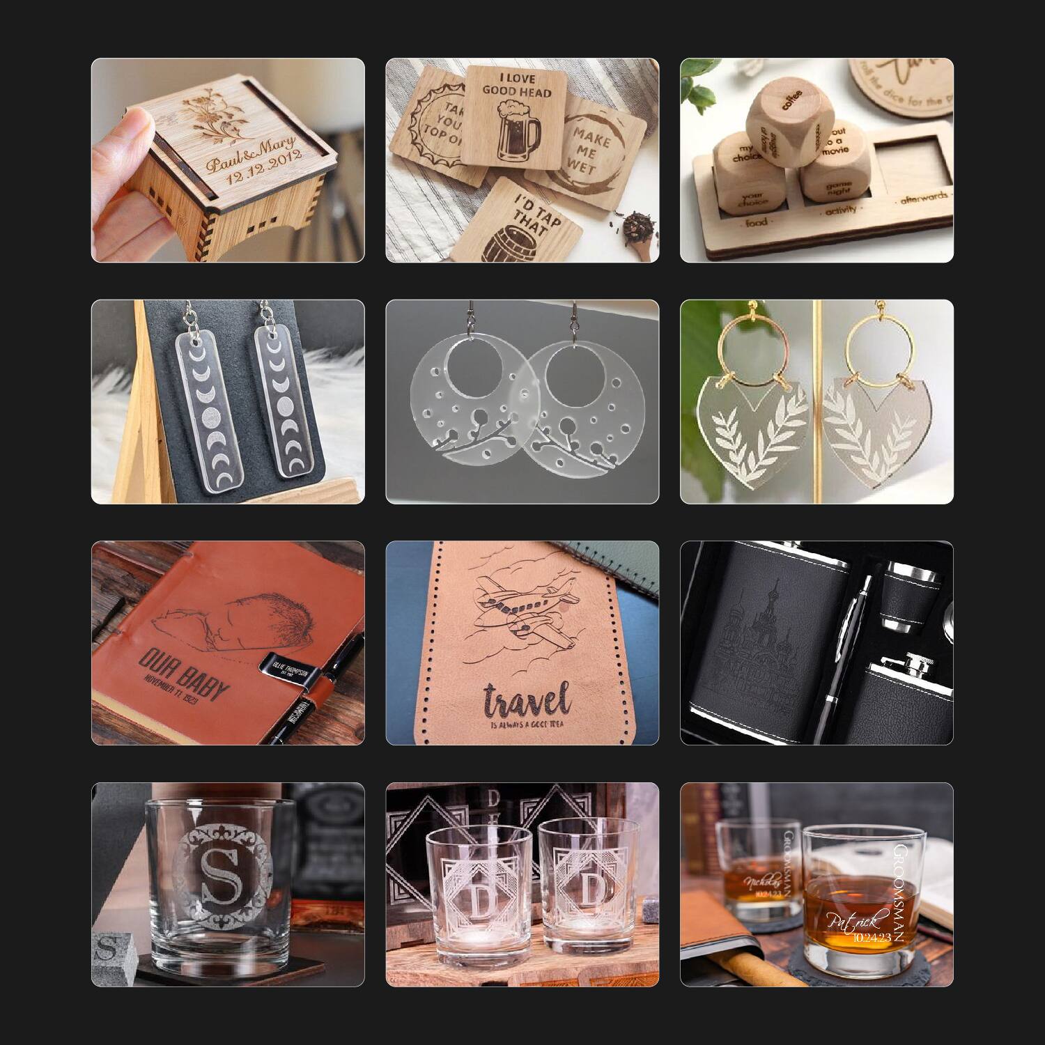 Sure, here is the corrected and grouped text from the image:

1. **Paul & Mary**
   - 19.12.2012

2. **I LOVE GOOD HEAD A TOP YOU**
   - MAKE ME WET
   - I'D THAT TAP

3. **I LOVE GOOD HEAD A TOP YOU**
   - MAKE ME WET
   - I'D THAT TAP

4. **OUR BABY**
   - 01.01.2013

5. **travel**
   - A GREAT TRIP

6. **I LOVE GOOD HEAD A TOP YOU**
   - MAKE ME WET
   - I'D THAT TAP

7. **I LOVE GOOD HEAD A TOP YOU**
   - MAKE ME WET
   - I'D THAT TAP

8. **I LOVE GOOD HEAD A TOP YOU**
   - MAKE ME WET
   - I'D THAT TAP

9. **I LOVE GOOD HEAD A TOP YOU**
   - MAKE ME WET
   - I'D THAT TAP

10. **I LOVE GOOD HEAD A TOP YOU**
    - MAKE ME WET
    - I'D THAT TAP

11. **I LOVE