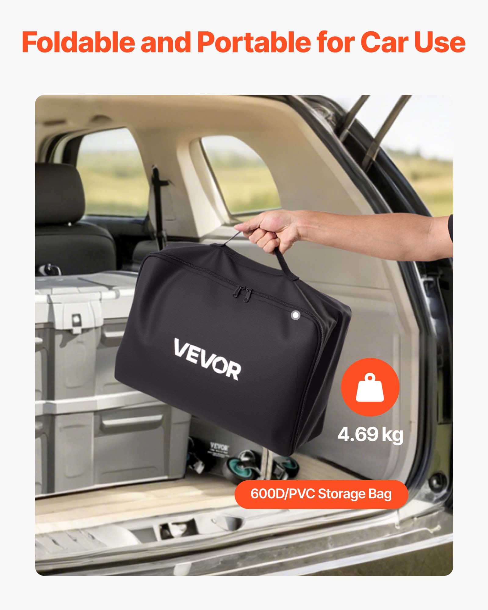 Foldable and Portable for Car Use

VEVOR

4.69 kg

600D/PVC Storage Bag