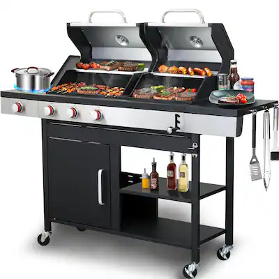 Ecooso Burner Propane Gas BBQ Grill with Side Burner Charcoal