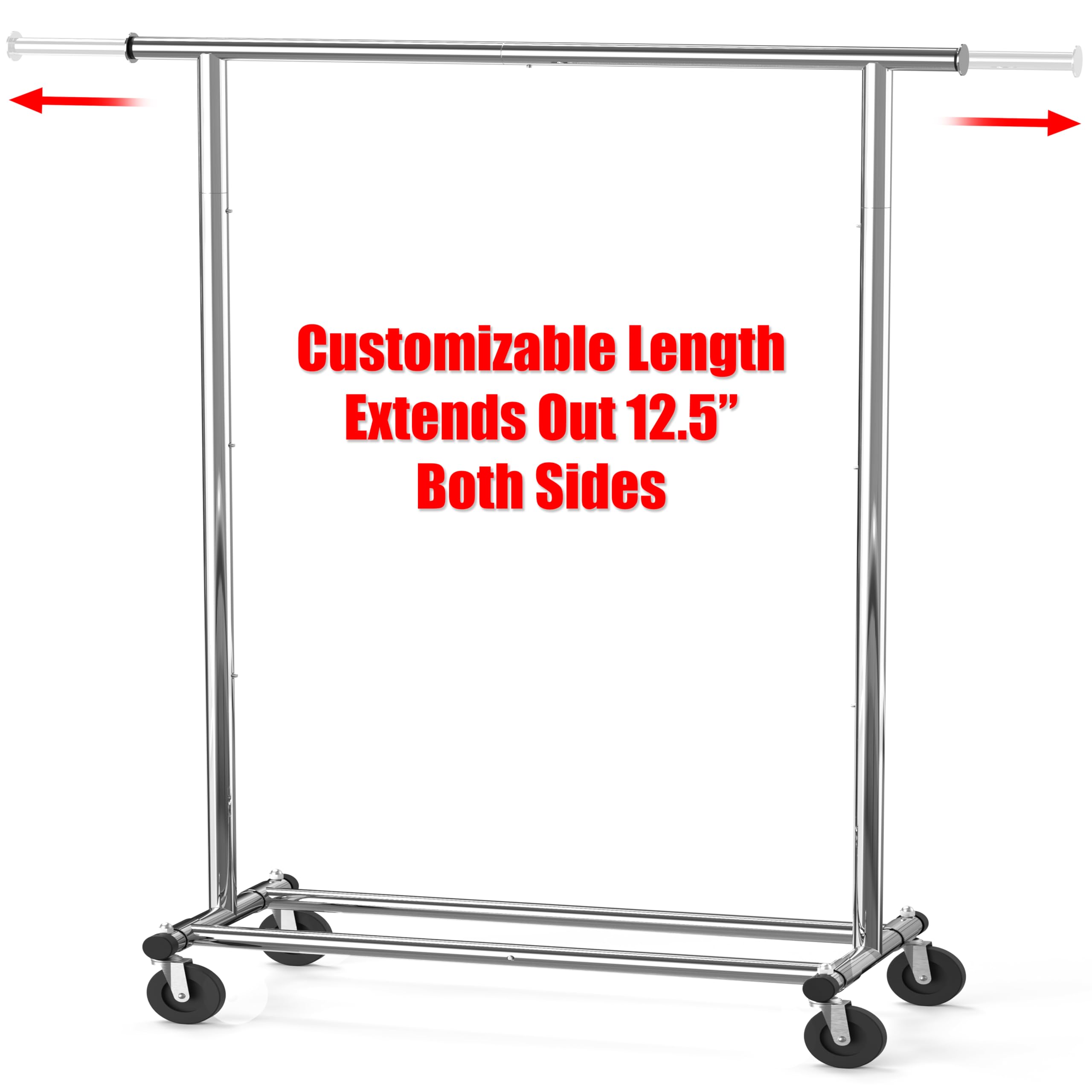 Customizable Length  
Extends Out 12.5"  
Both Sides