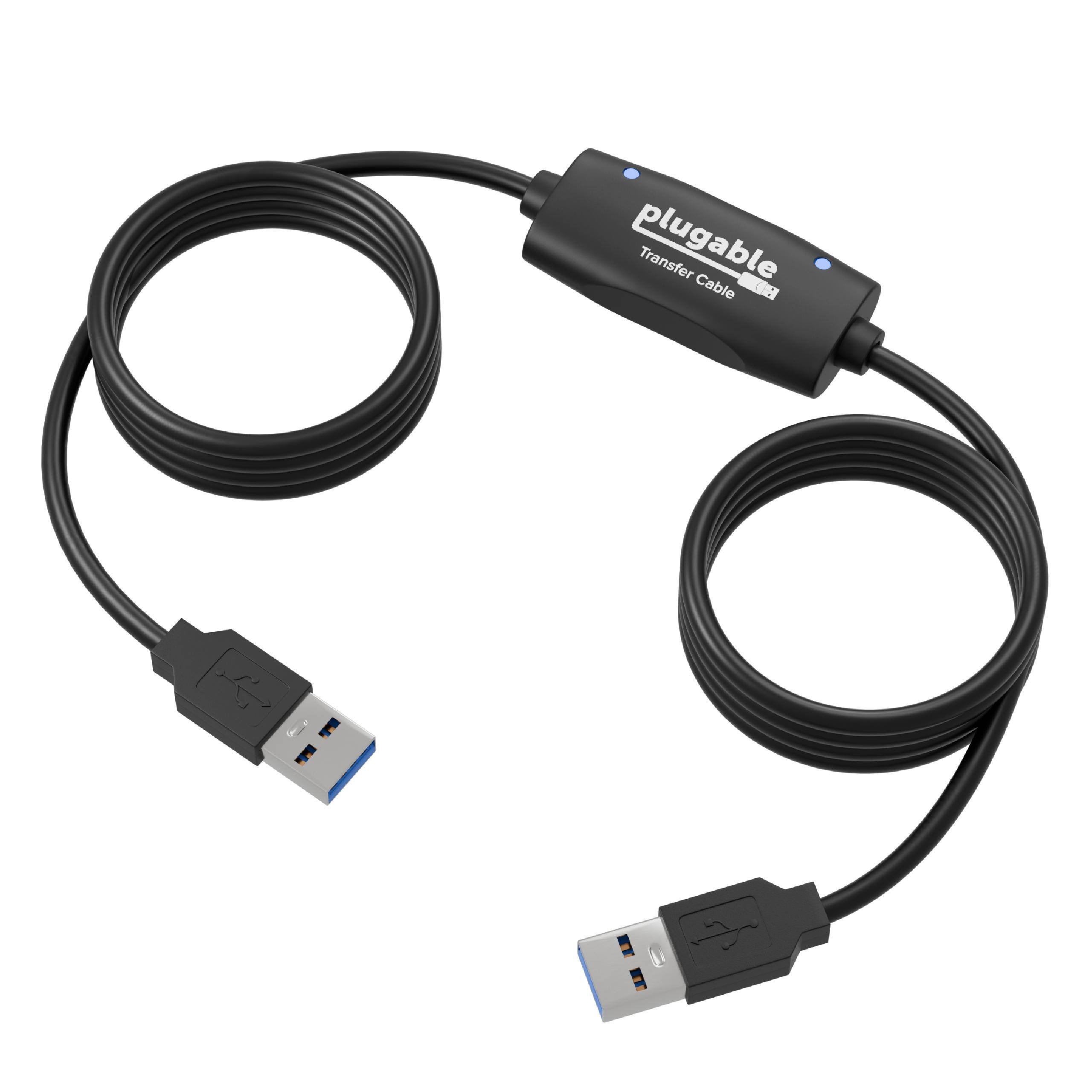 Plugable - USB Transfer Cable, Unlimited Use, Transfer Data Between 2 Windows PC's - Black