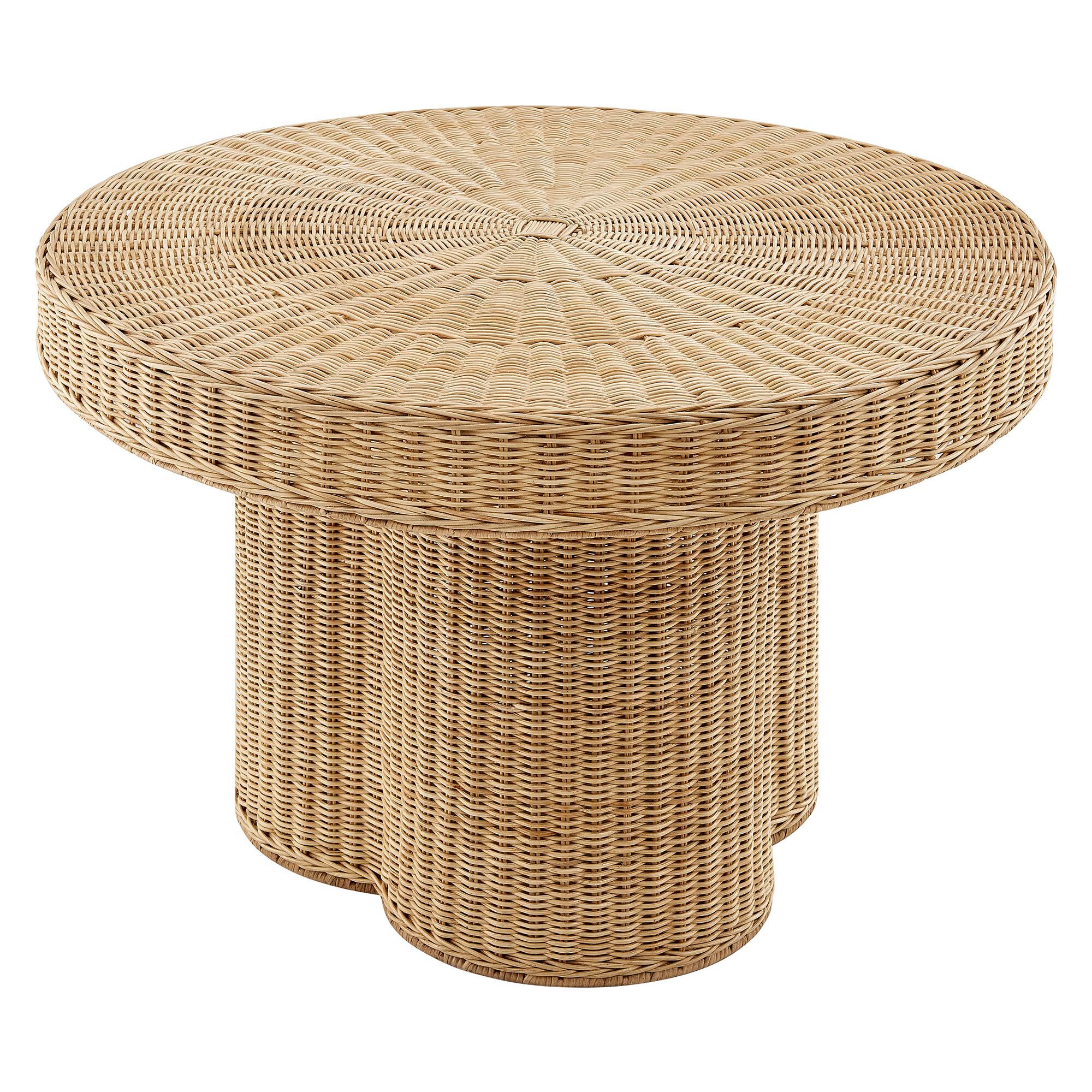 Angle. Modway - Ainsley 32 Inch Round Natural Rattan Coffee Table by Modway - Natural.