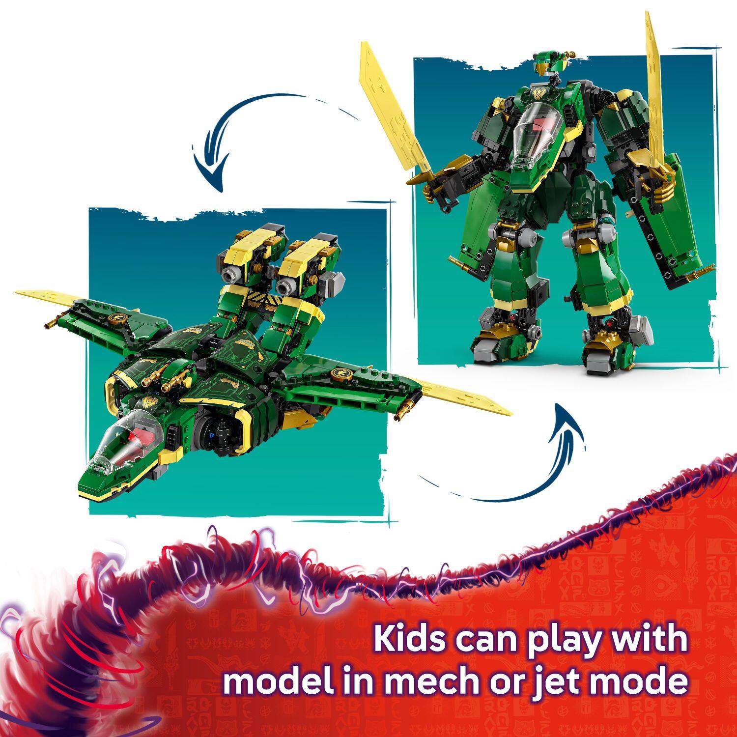 Kids can play with model in mech or jet mode.