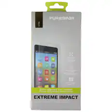 For/Pour 90 LG PUREgeaR A 12:56 P Aa Edge to Edge Coverage Couverture de bord a bord res % Rsen Seacch Sp i N Cortificatos Se Secornts Snton Self-Healing Scratch Protection Auto-gurison protection contre les rayures e9 B 68 Lifetime Warranty Gerantie a vie Perfect Alignment Tray Included! Plateau d'alignement parfait inclus! EXTREME IMPACT Screen Protector | Protge-cran
