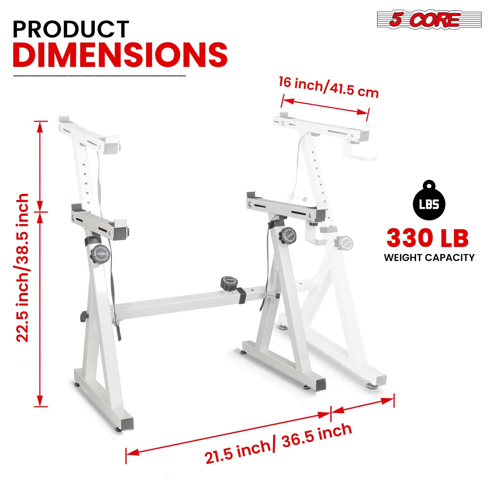 5 CORE, PRODUCT DIMENSIONS, 16 inch/41.5 cm, 22.5 inch/38.5 inch, 21.5 inch/36.5 inch, 330 LB WEIGHT CAPACITY
